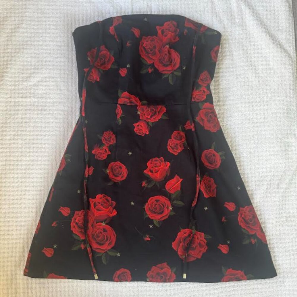 NWT White Fox Boutique Eyes On You Mini Dress in Russian Rose Black - Size XS